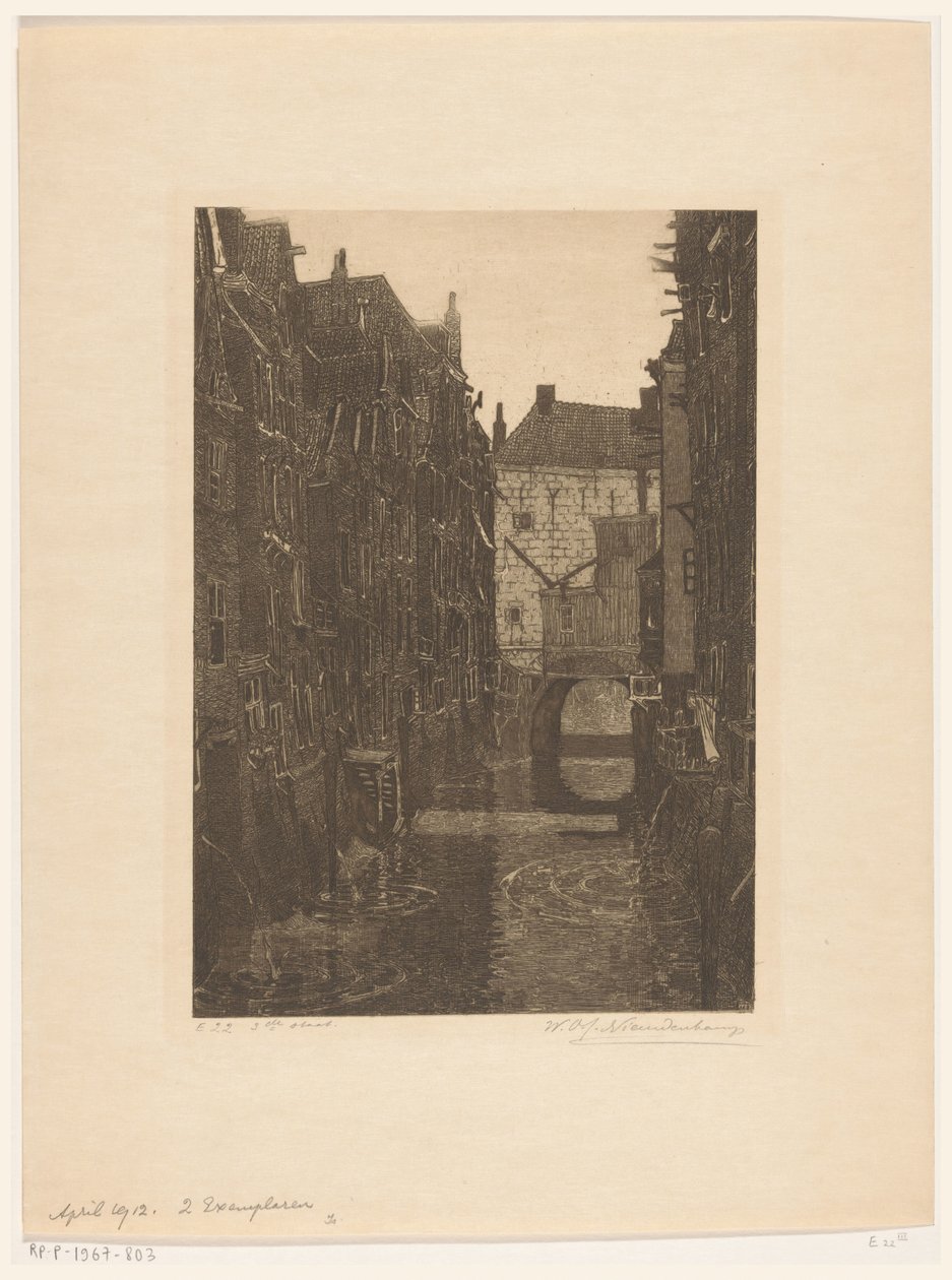 Huizen aan de Voorstraatshaven in Dordrecht door Wijnand Otto Jan Nieuwenkamp (signed by artist)