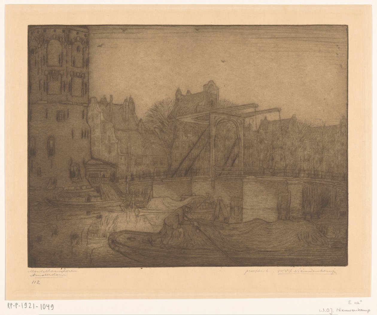 Montelbaanstoren, Amsterdam door Wijnand Otto Jan Nieuwenkamp (signed by artist)