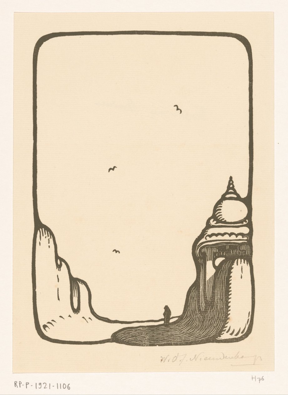 Weg richting een tempelpoort in Madurai door Wijnand Otto Jan Nieuwenkamp (signed by artist)