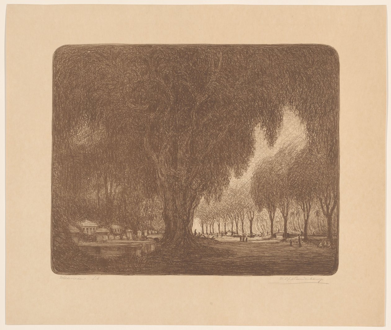 Weltevreden door Wijnand Otto Jan Nieuwenkamp (signed by artist)