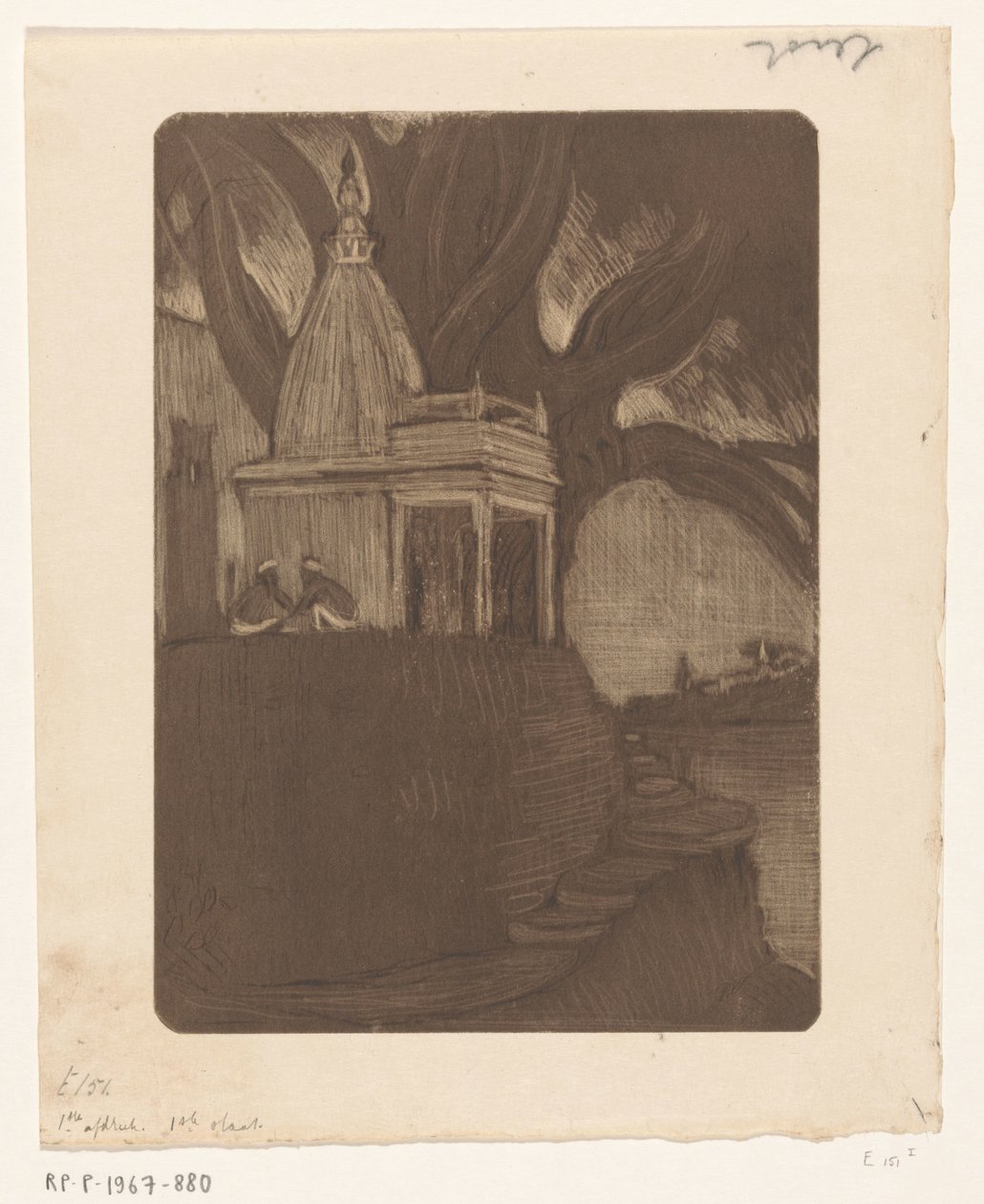 Tempel in Benares bij avond door Wijnand Otto Jan Nieuwenkamp