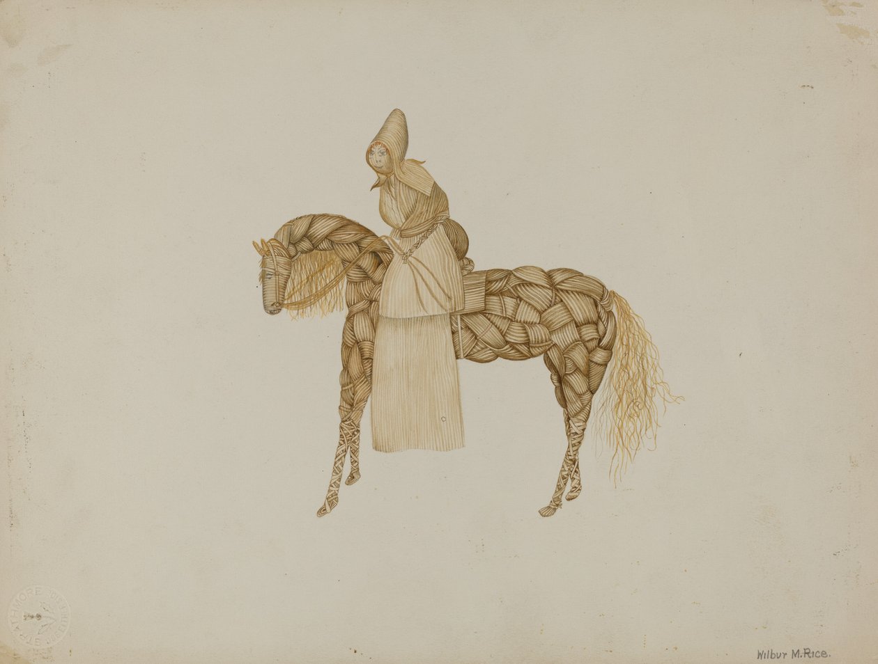 Maïsschilpop op paard, 1935-1942 door Wilbur M Rice