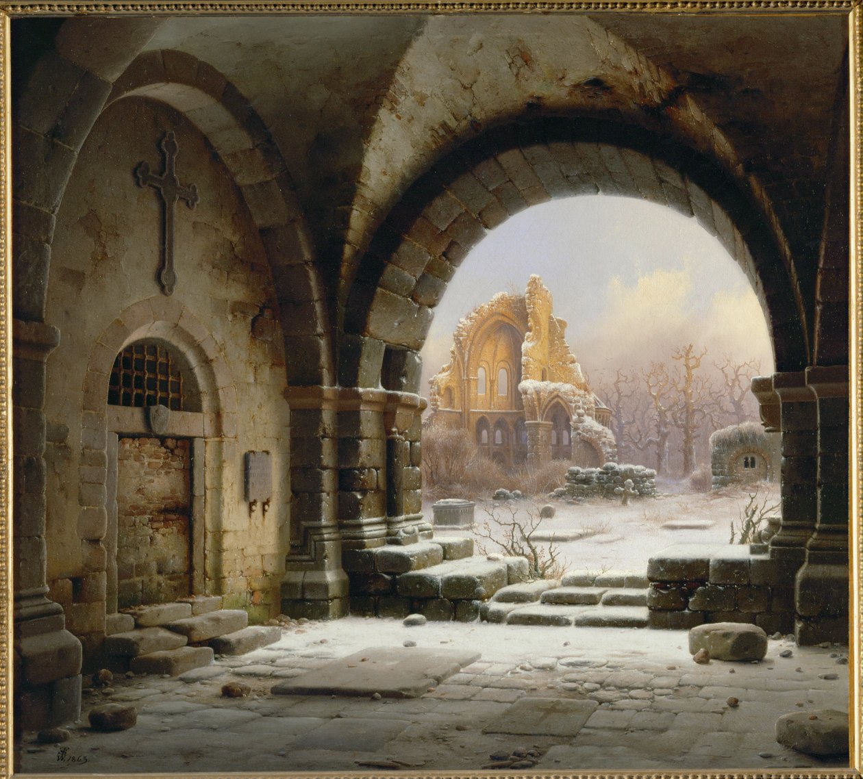 Ruïnes van de abdij van Heisterbach, Rijnland ... (schilderij op doek) door Wilhehm Steuerwaldt