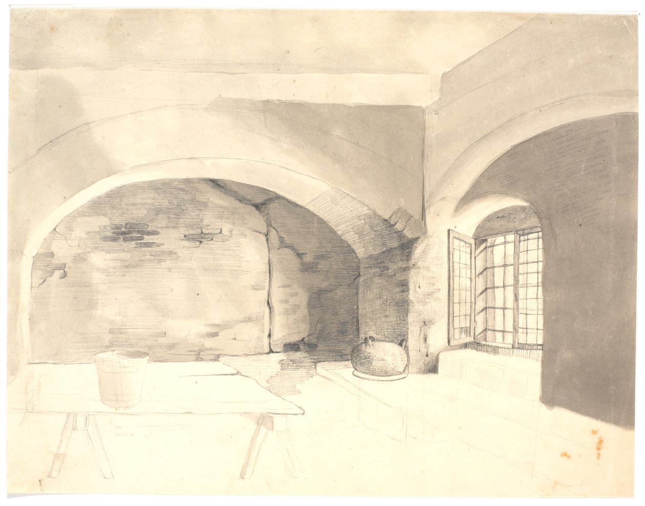 Kelderinterieur door Wilhelm Bendz