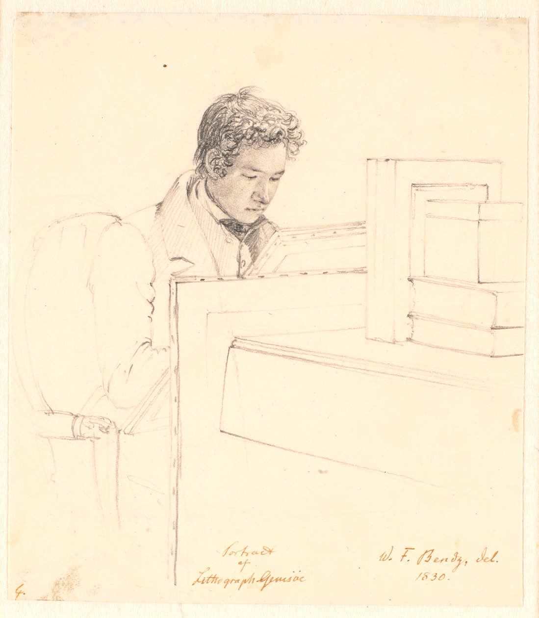Portret van de Lithograaf Peter Gemzøe door Wilhelm Bendz
