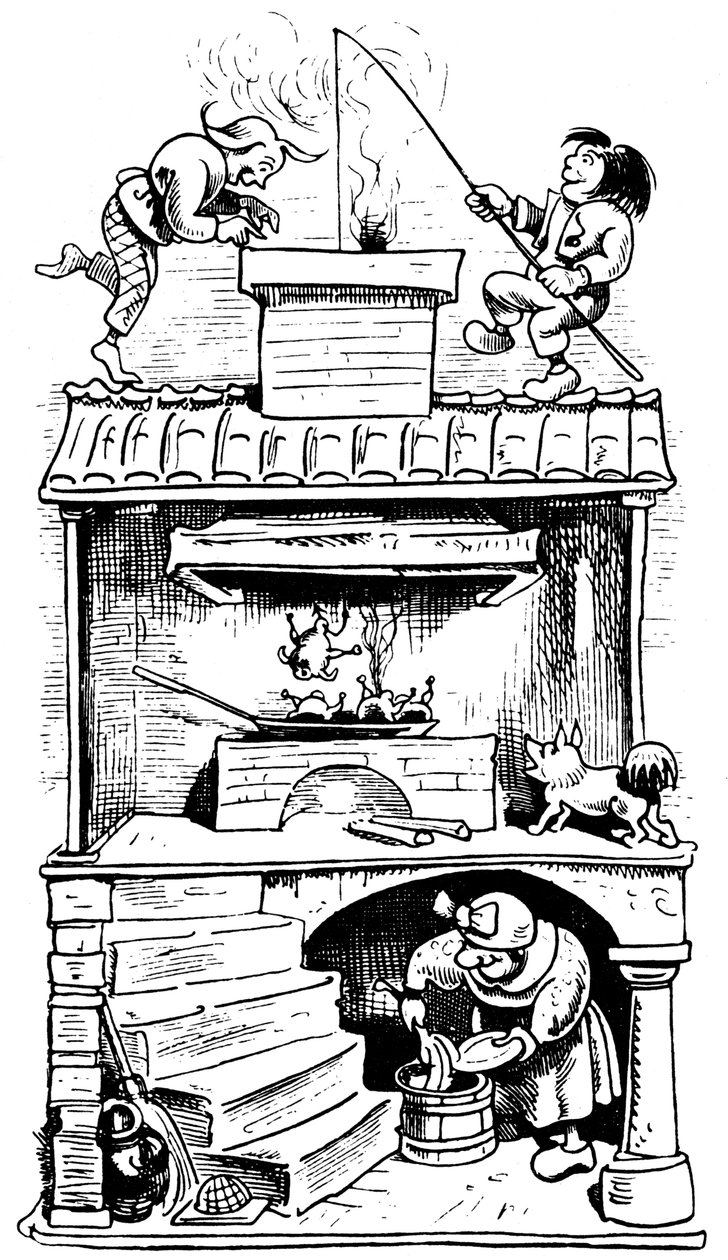 Het huis van de weduwe tweede truc, 1865 door Wilhelm Busch