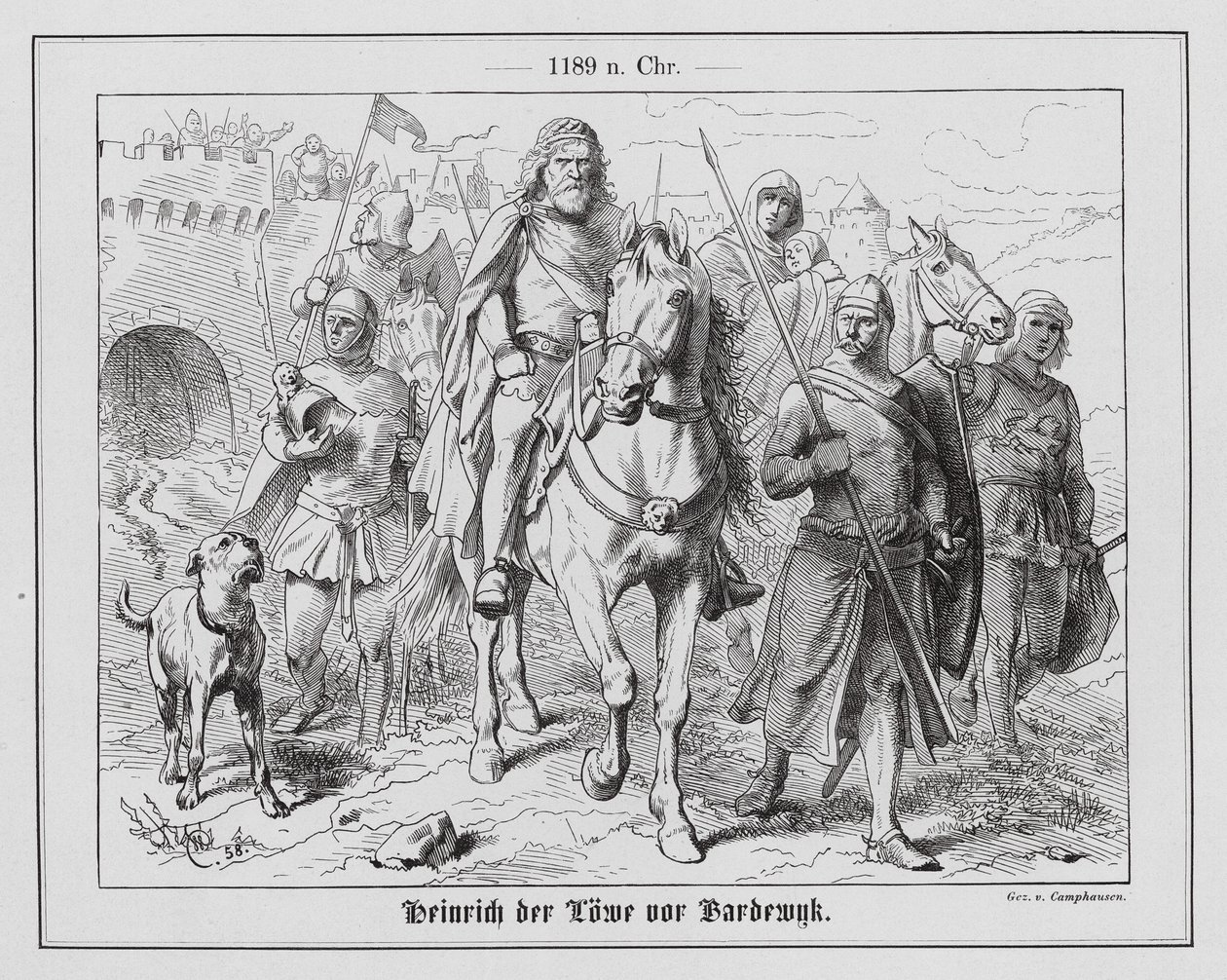 Hendrik de Leeuw, hertog van Saksen, voor Bardowiek door Wilhelm Camphausen