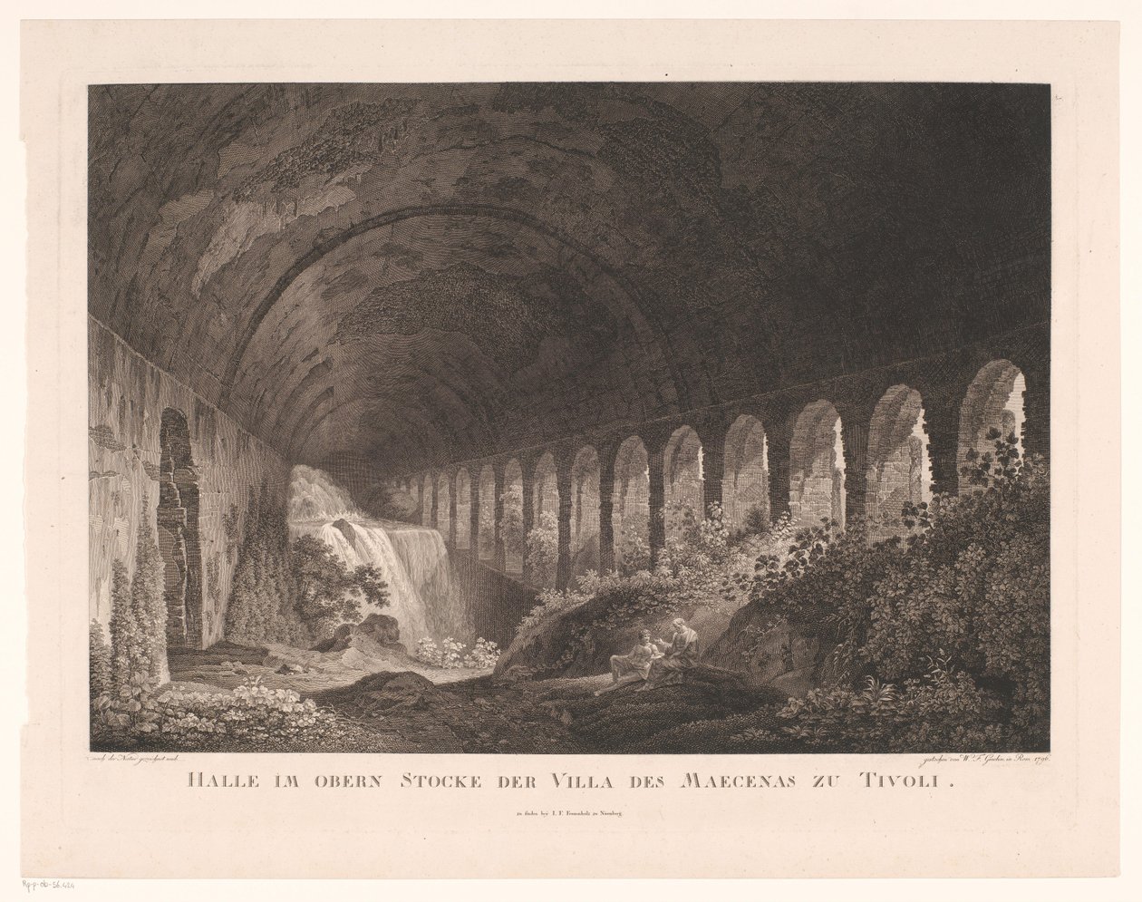 Zicht in de stallen van Villa Maecenas in Tivoli door Wilhelm Friedrich Gmelin