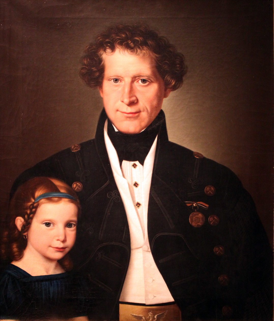 Smeltmeester Ferdinand Zimmermann met zijn dochter Marie} door Wilhelm Gottfried Bauer