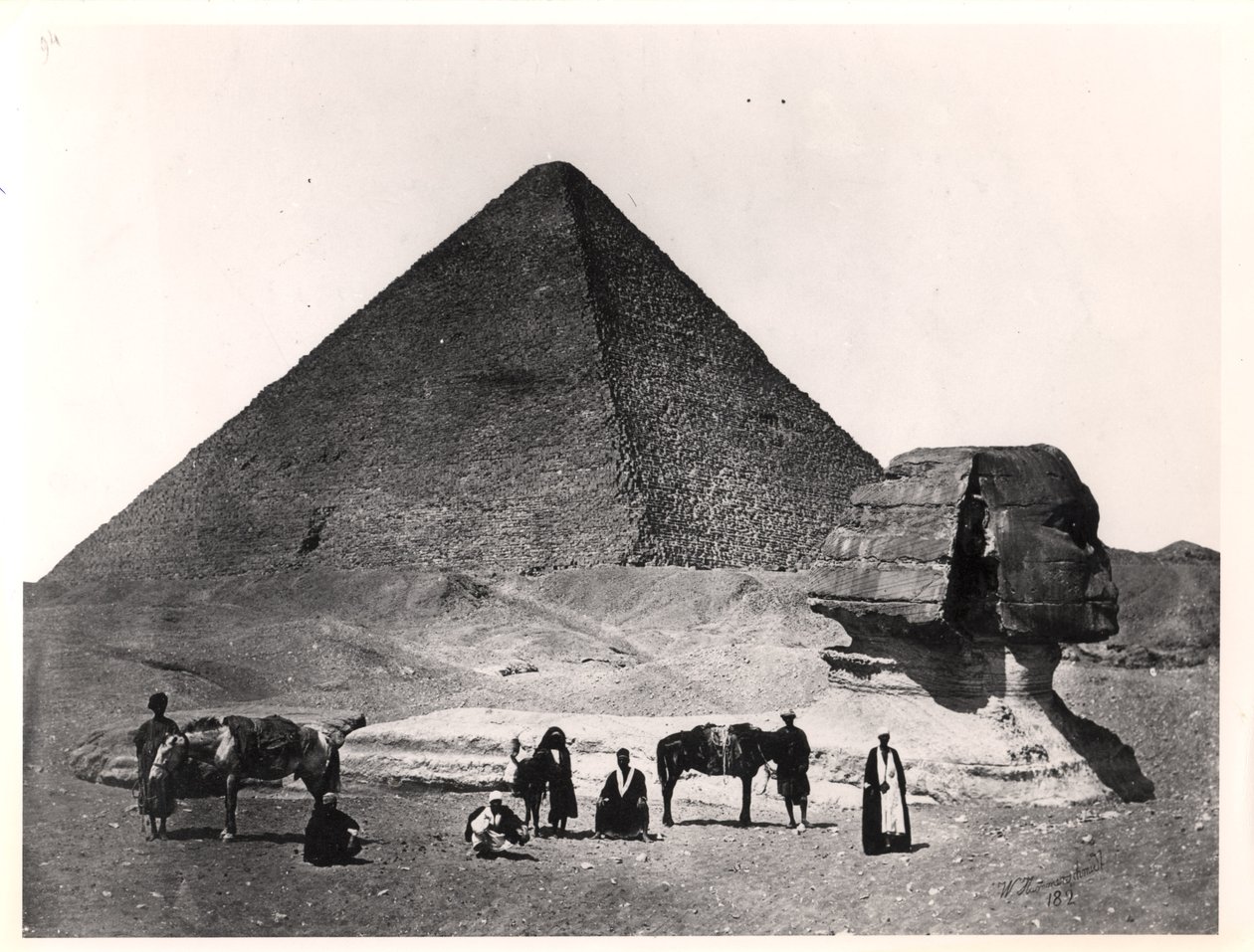 De Sfinx en de Grote Piramide van Khufu in Gizeh, c.1860 door Wilhelm Hammerschmidt