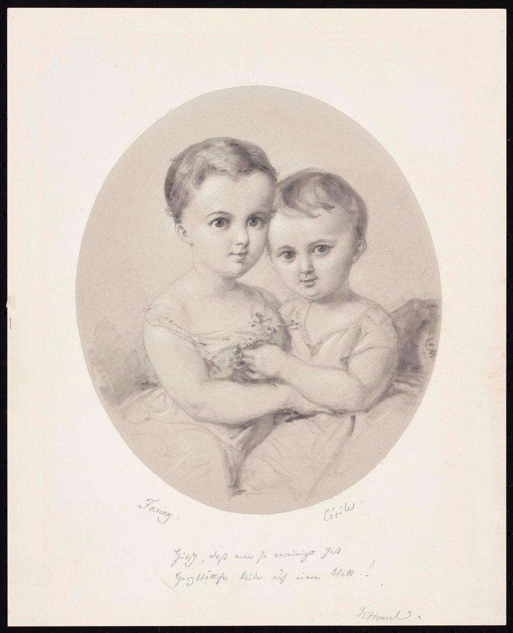 De kleindochters Fanny en Cécile Hensel, ca. 1860 door Wilhelm Hensel