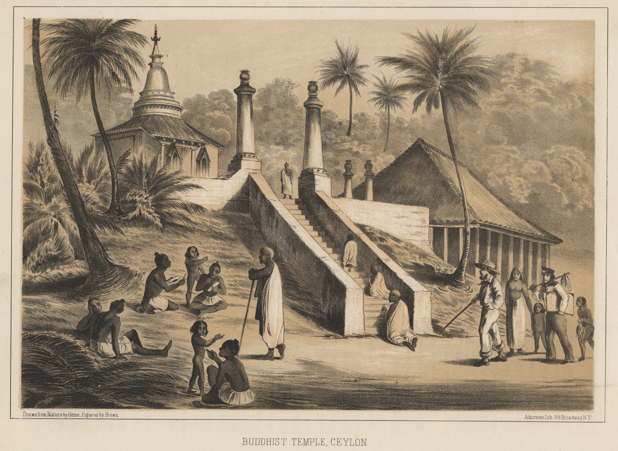 Boeddhistische tempel, Ceylon, 1855 door Wilhelm Joseph Heine