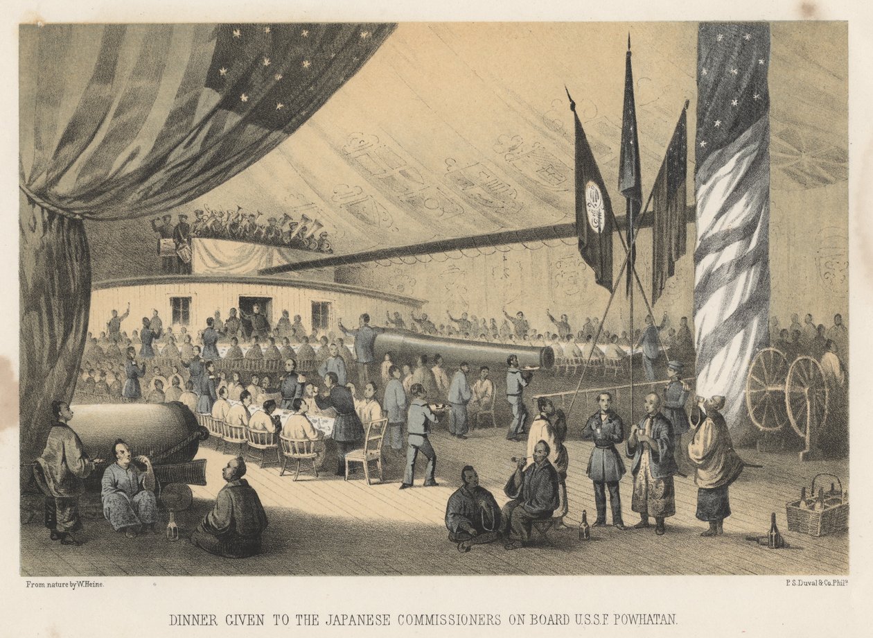 Diner gegeven aan de Japanse commissarissen aan boord van de U.S.S.F. Powhatan door Wilhelm Joseph Heine