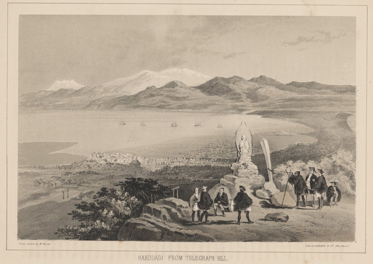 Hakodadi vanaf Telegraph Hill door Wilhelm Joseph Heine