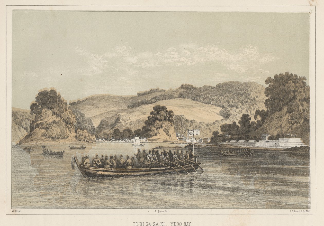 To-Ri-Ga-Sa-Ki, Yedo Bay, 1855 door Wilhelm Joseph Heine