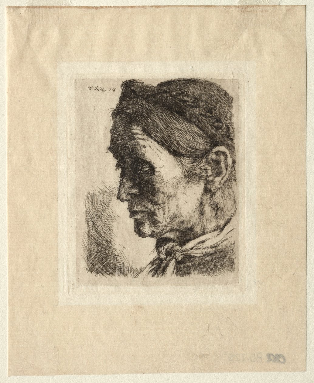 Hoofd van een boerenvrouw door Wilhelm Maria Hubertus Leibl