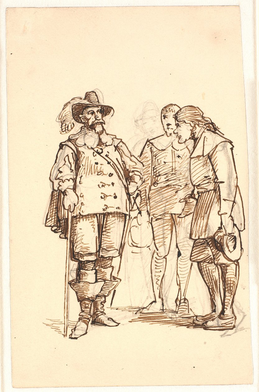 Edelman uit de Tijd van Chr. 4 Spreekt met Twee Mannen door Wilhelm Marstrand