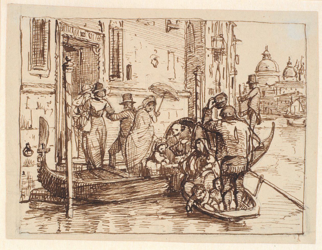 Uitstappen uit een gondel in Canal Grande in Venetië. Op de achtergrond Santa Maria delle Salute door Wilhelm Marstrand