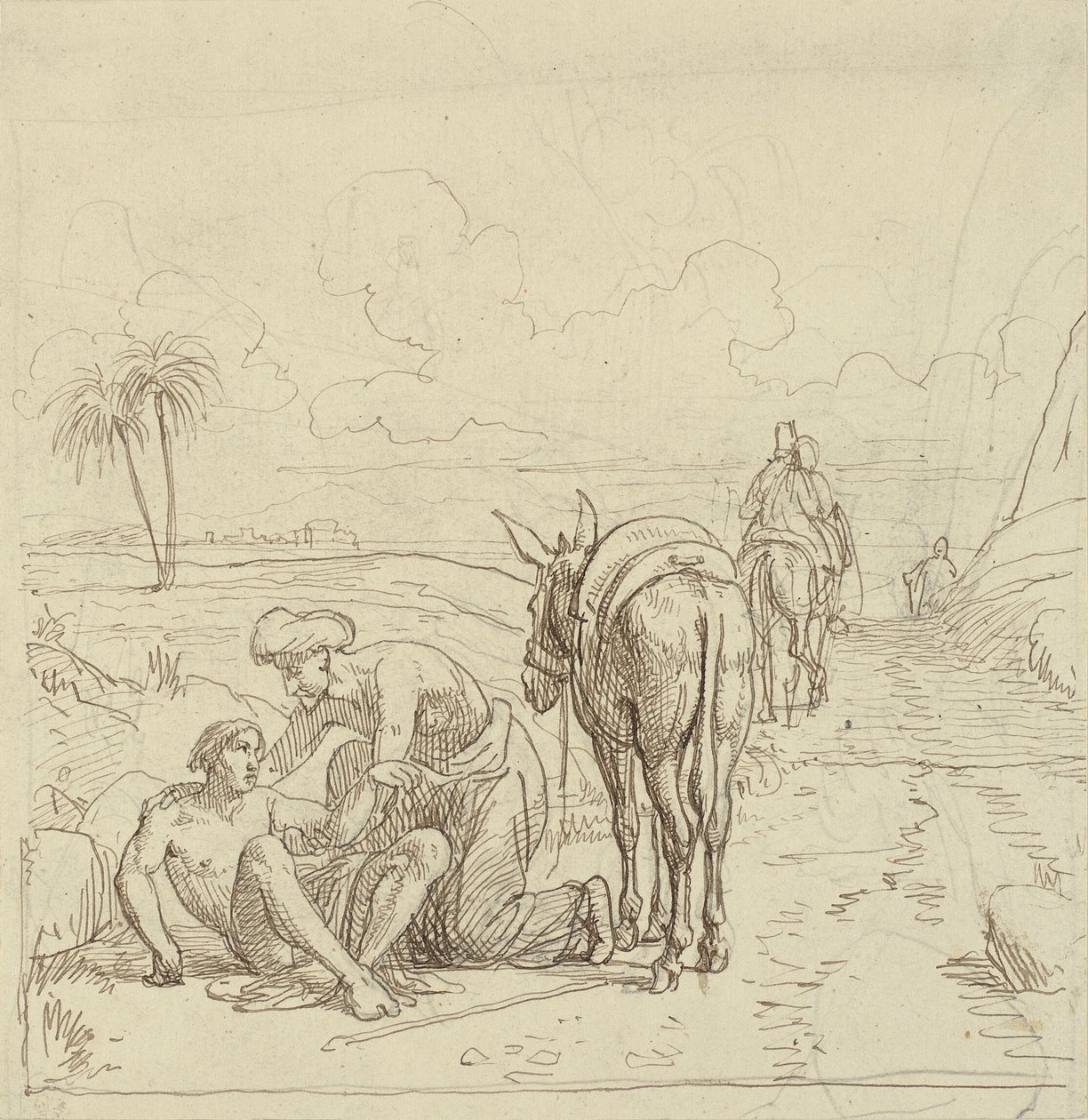 De barmhartige Samaritaan vindt de gewonde door Wilhelm Marstrand