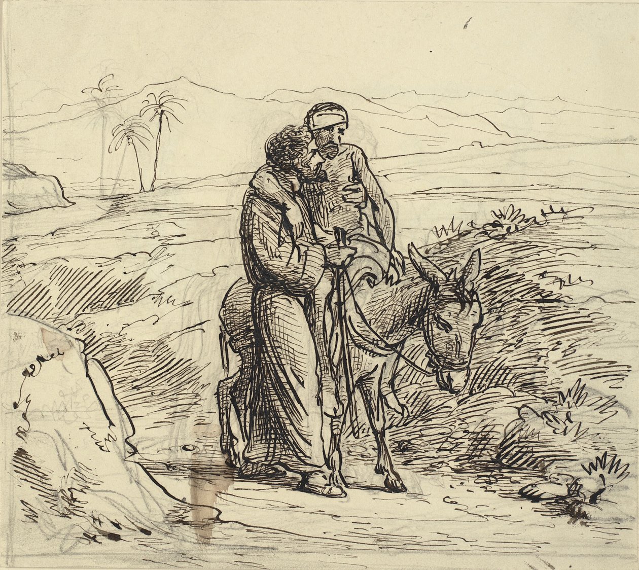 De barmhartige Samaritaan begeleidt de gewonde door Wilhelm Marstrand