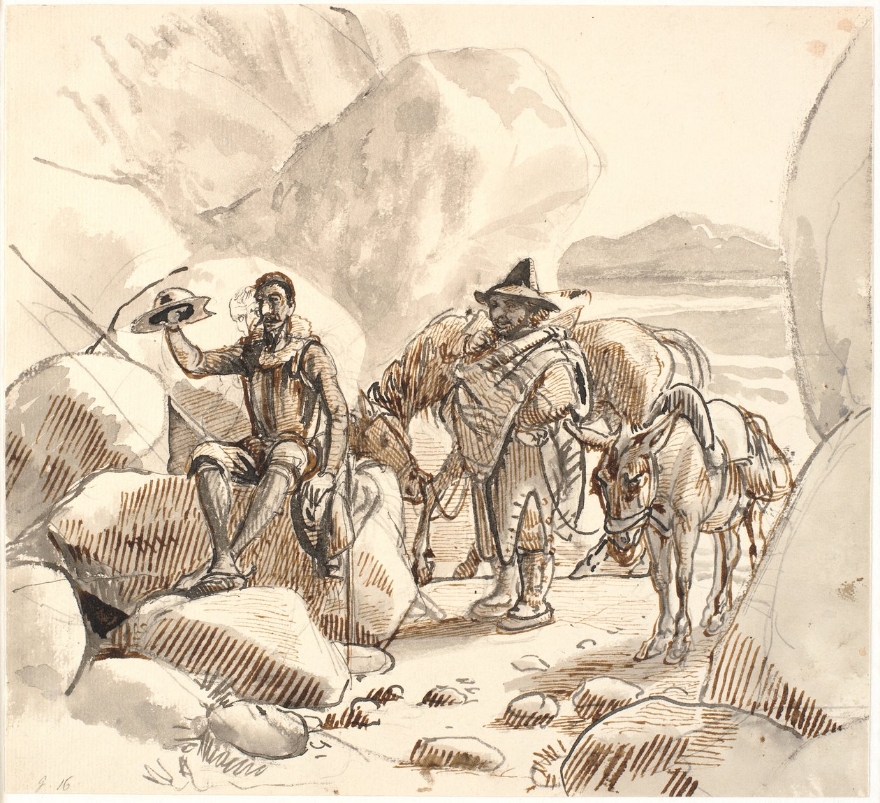 Don Quichot onderwijst Sancho over de roem en toekomst van ridders door Wilhelm Marstrand