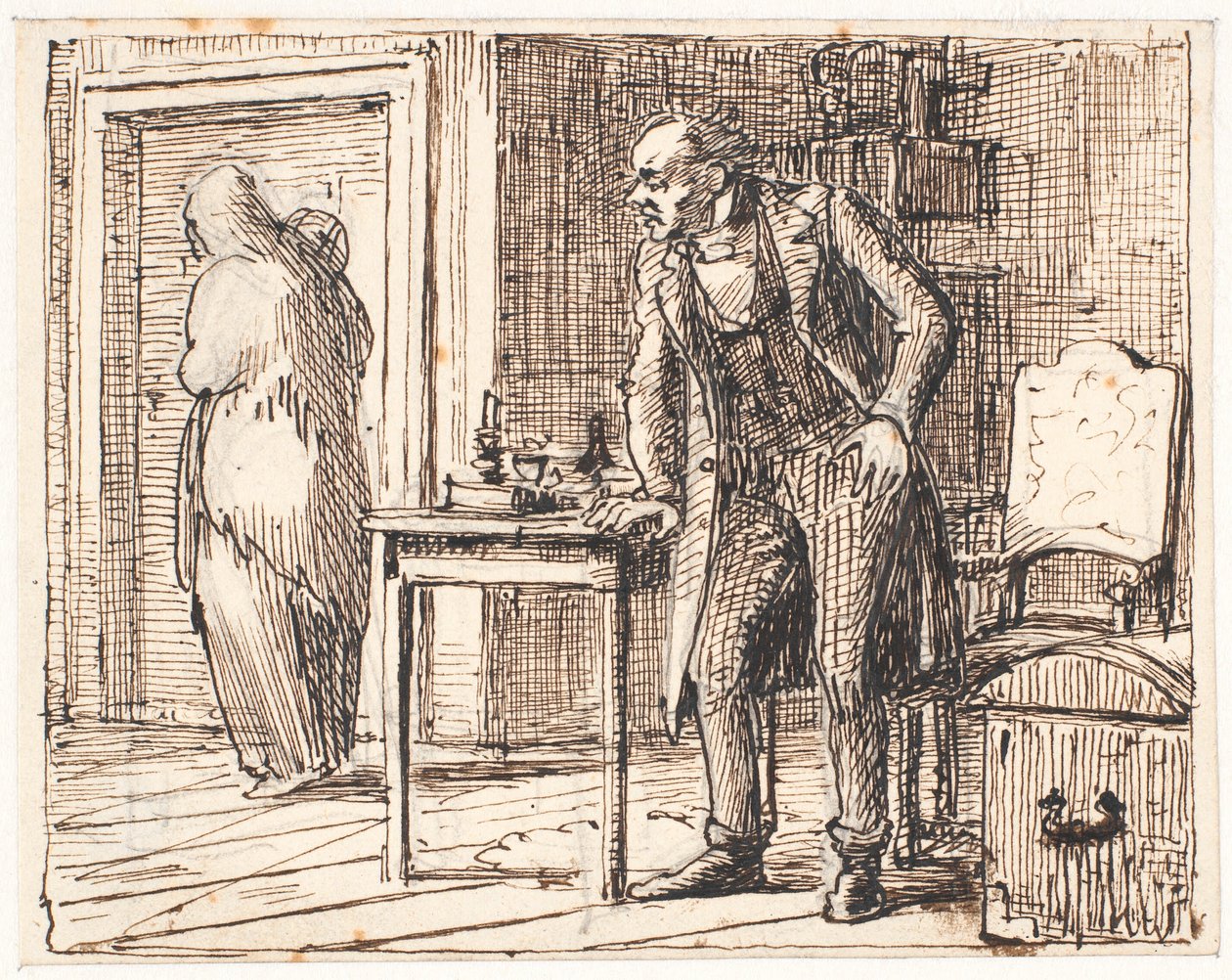 De gierigaard en de arme vrouw door Wilhelm Marstrand