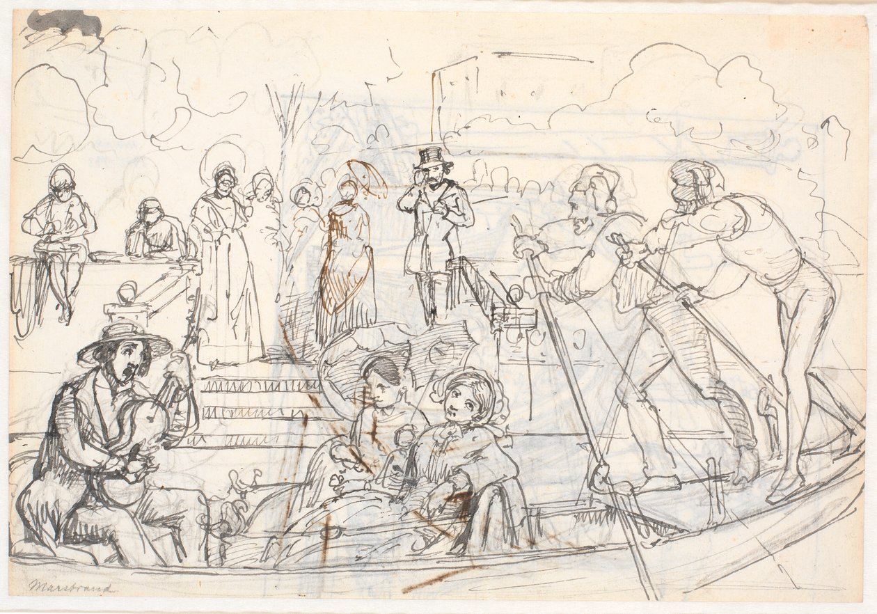 Gondelscène uit Venetië door Wilhelm Marstrand