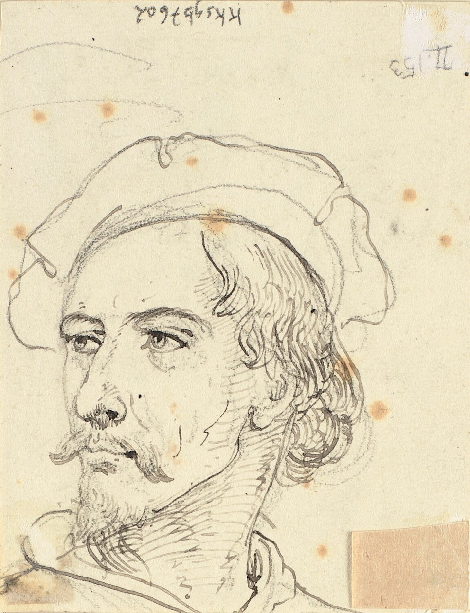 Hoofd van een man met een baret door Wilhelm Marstrand