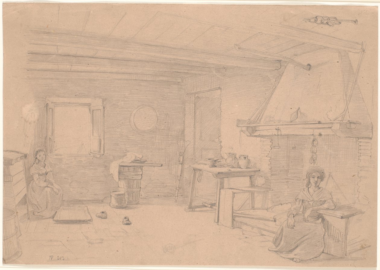 Italiaans boereninterieur door Wilhelm Marstrand