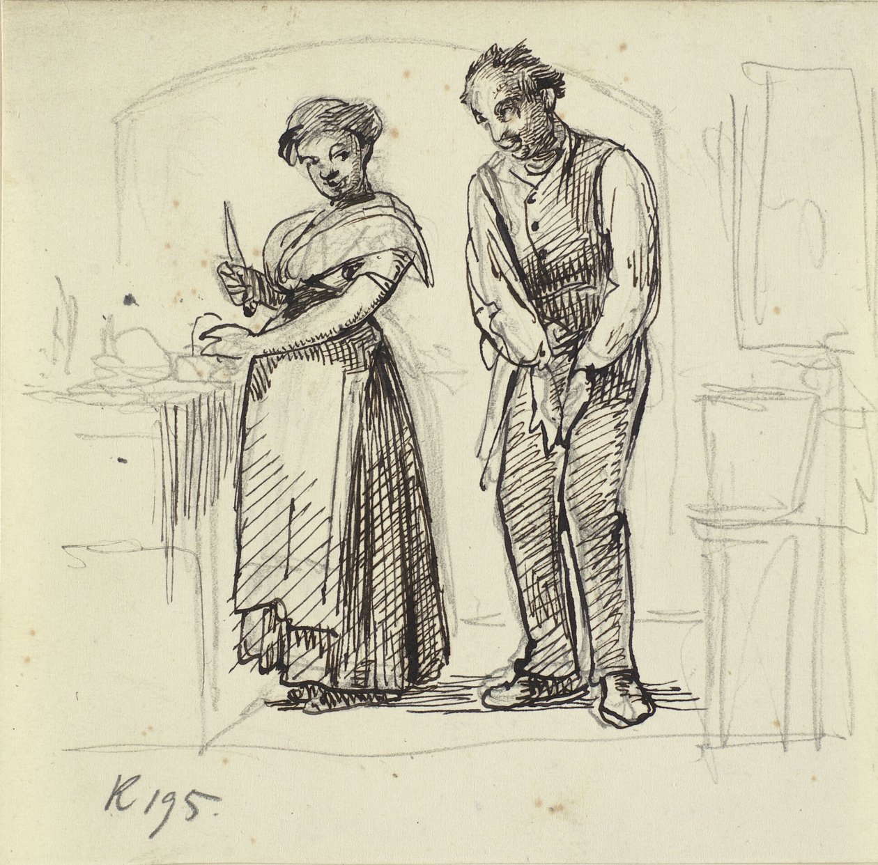 Flirten met de keukenmeid door Wilhelm Marstrand