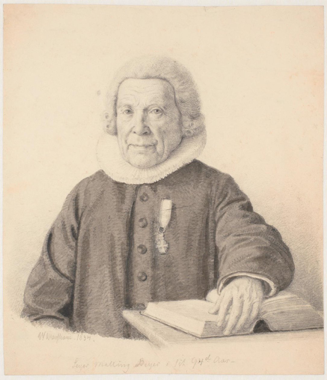 Pastoor "Seyer Malling Beyer in zijn 94e Jaar" door Wilhelm Marstrand