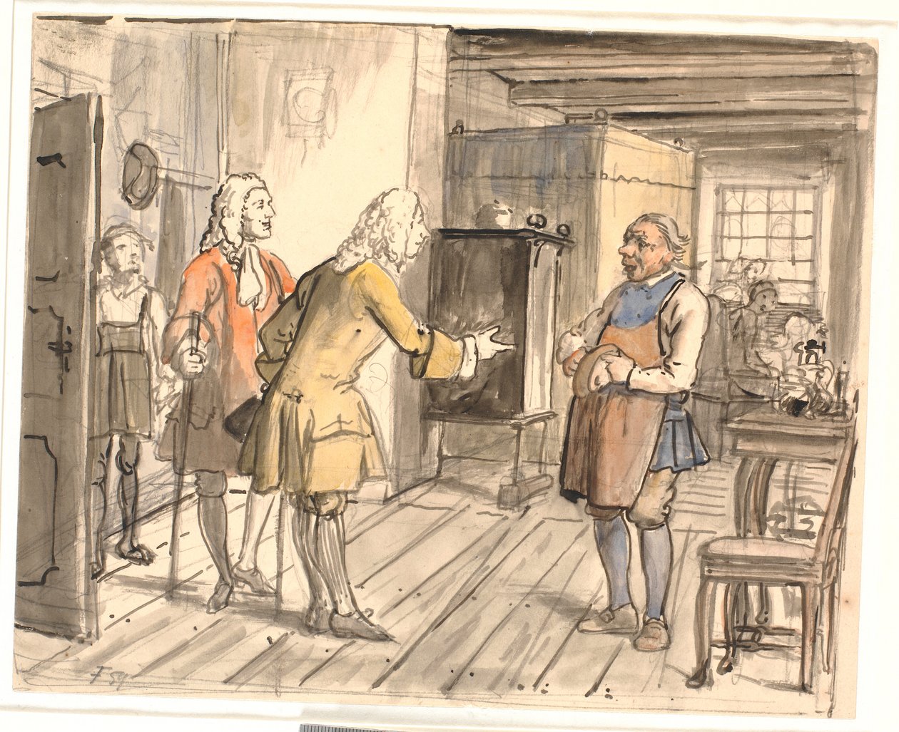 Bezoek van de raadsheren met gelukwensen. (De politieke kandesteker) door Wilhelm Marstrand