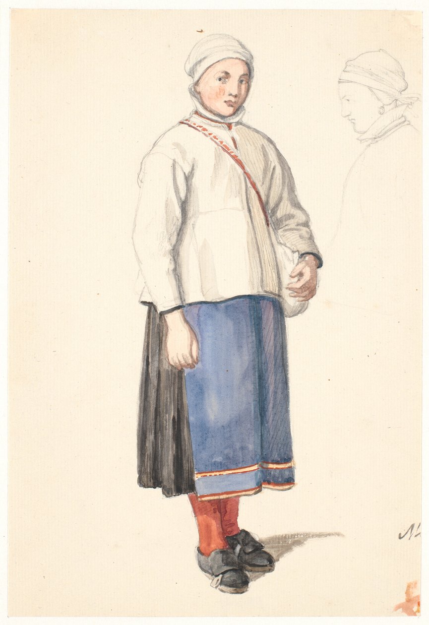 Staand Zweeds boerenmeisje door Wilhelm Marstrand