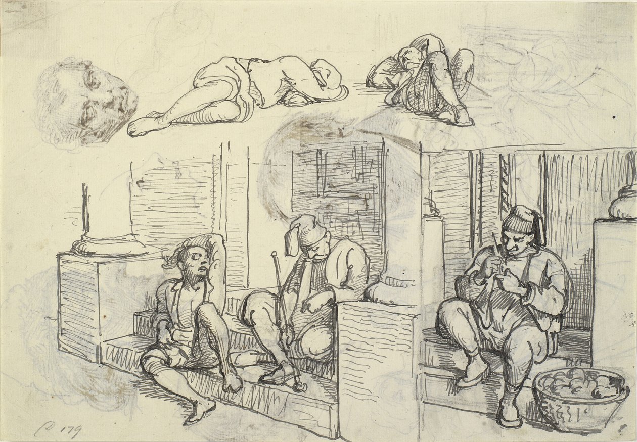 Studies van een Turk en een lazzaron op een trap door Wilhelm Marstrand