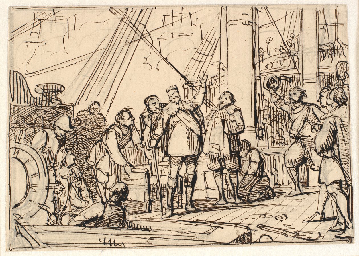 Ontwerp voor het schilderij in de kapel van Chr. 4 in Roskilde "Chr. 4 op de Drie-eenheid" door Wilhelm Marstrand
