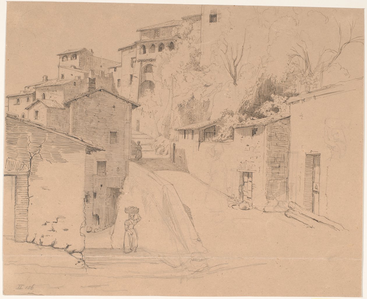 Via Piave met La Porta Su in Olevano Romano door Wilhelm Marstrand