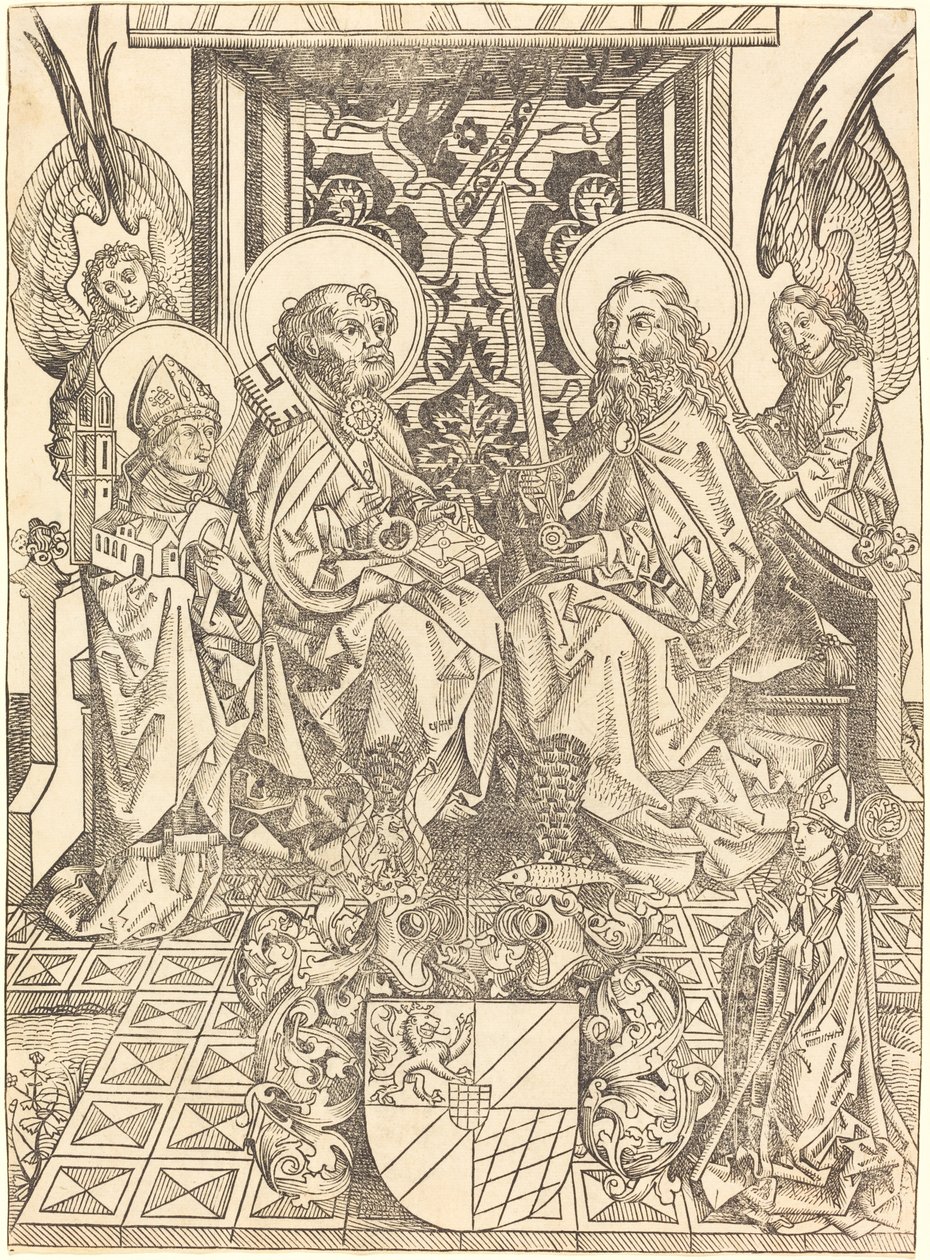 Heiligen Petrus en Paulus onder een Baldakijn door Wilhelm Pleydenwurff