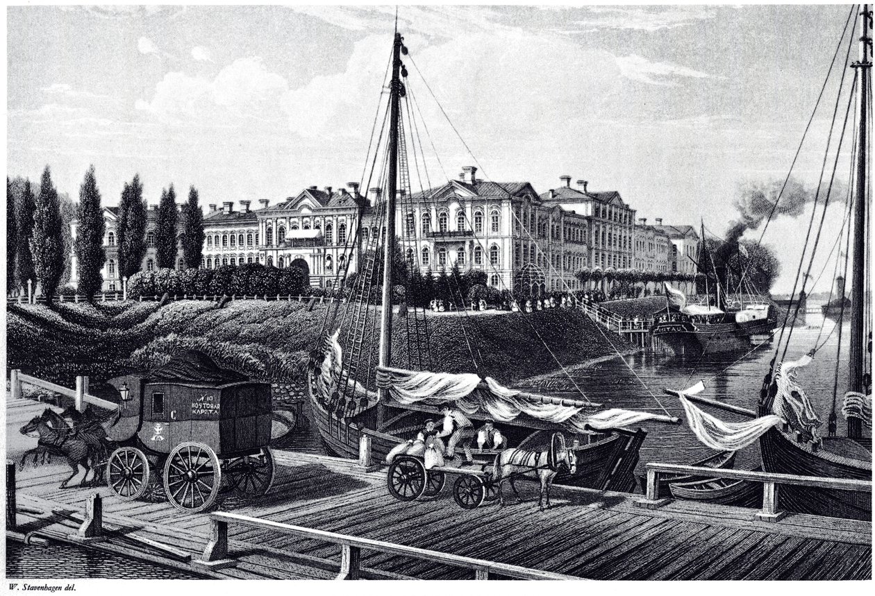 Uitzicht op het Kasteel van Mitau, ca. 1850 door Wilhelm Siegfried Stavenhagen