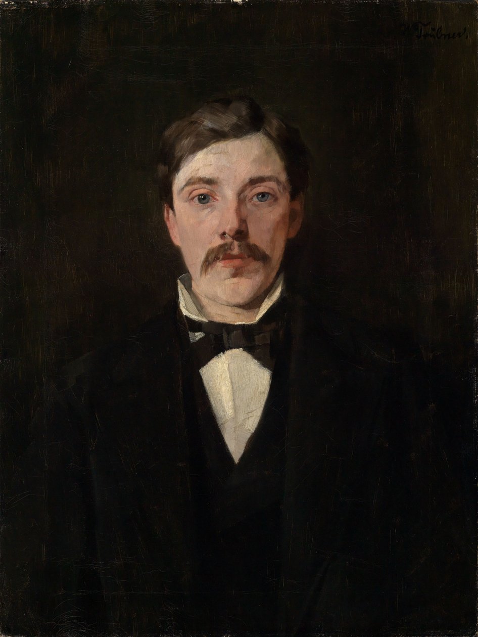 Portret van dr. Karl Ignaz Trübner, broer van de kunstenaar door Wilhelm Trübner