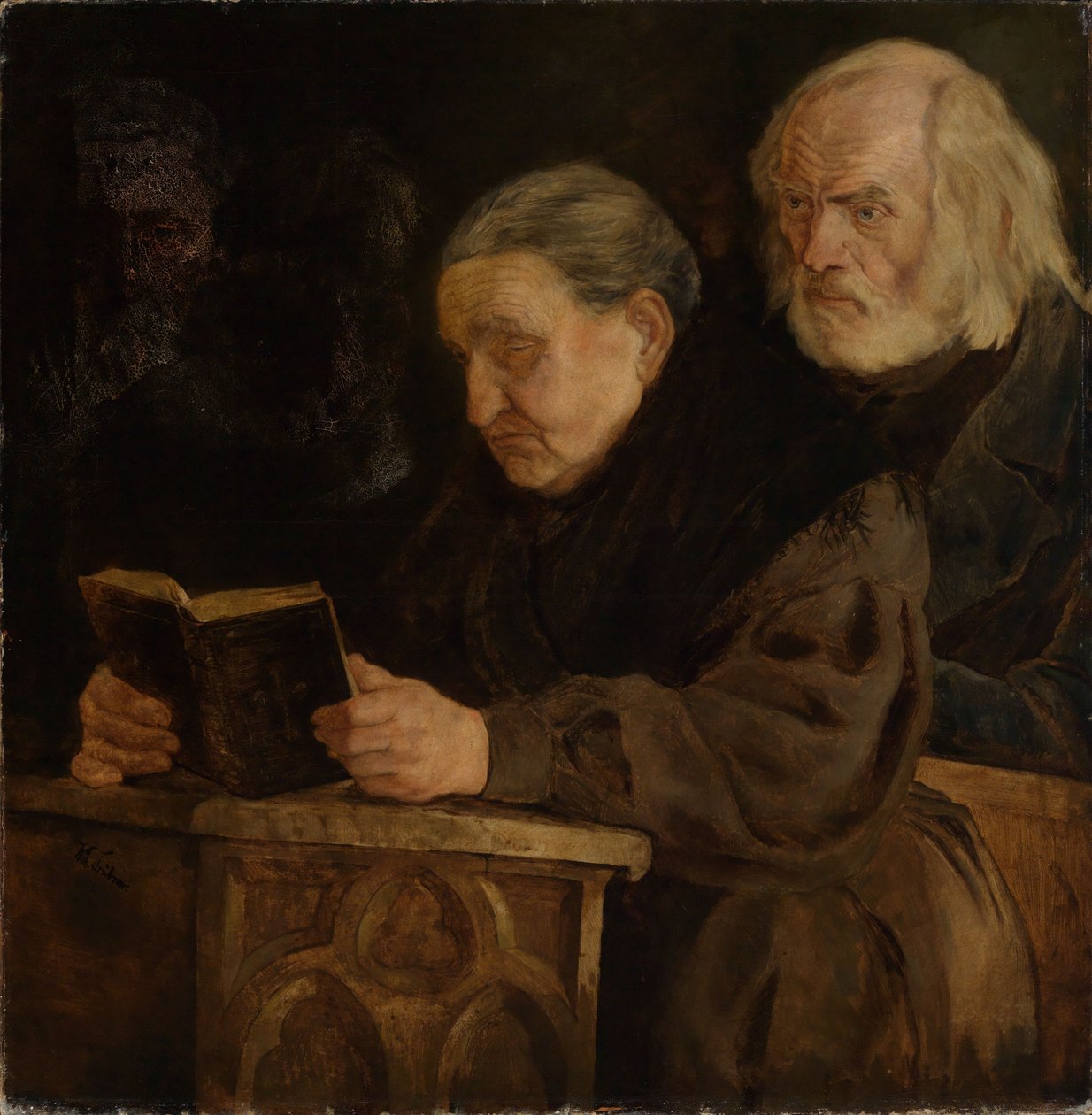 In de kerk door Wilhelm Trübner