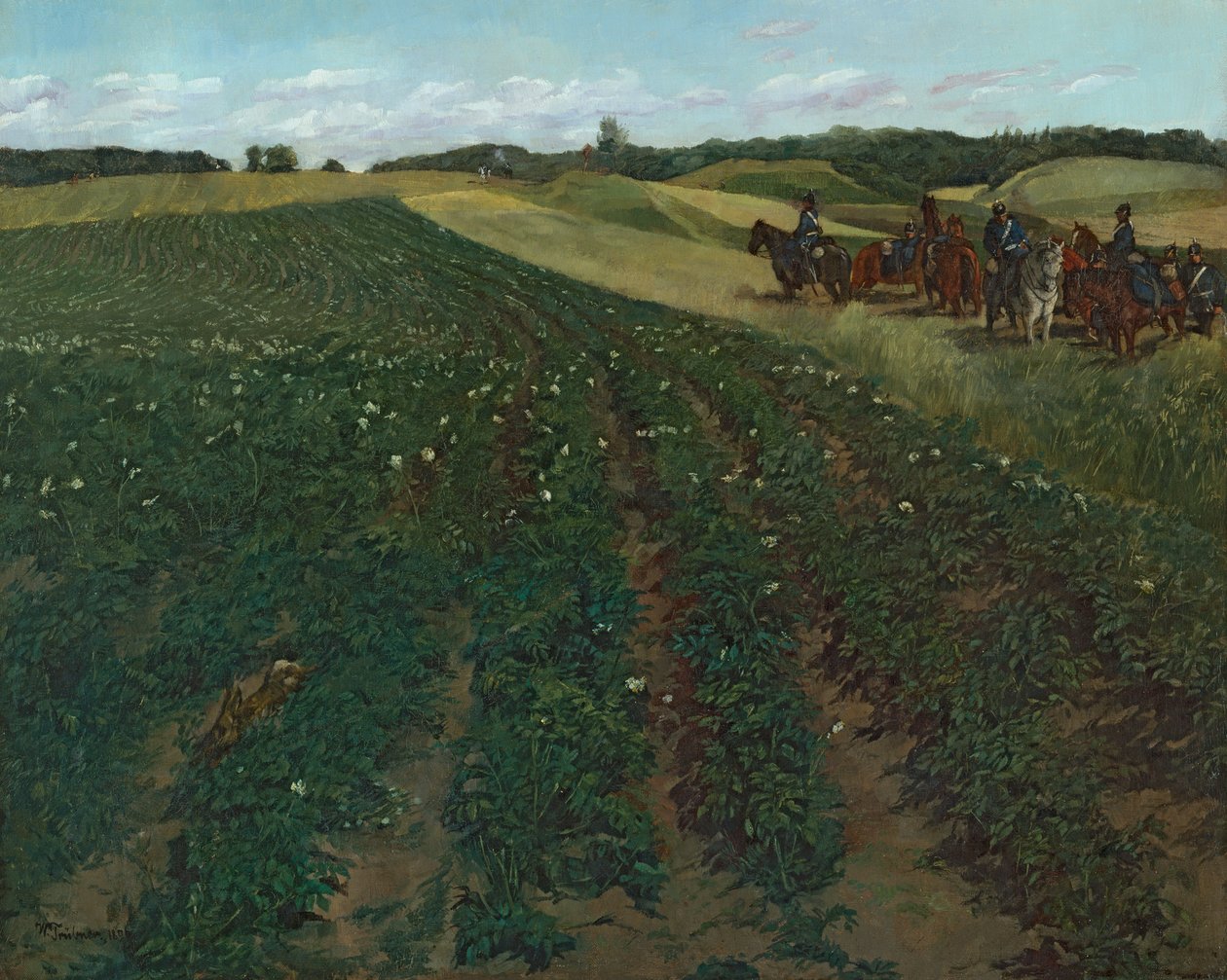 Aardappelakker bij Weßling in Opper-Beieren door Wilhelm Trübner