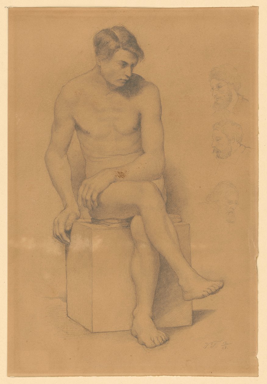 Mannelijk naakt door Wilhelm Trübner