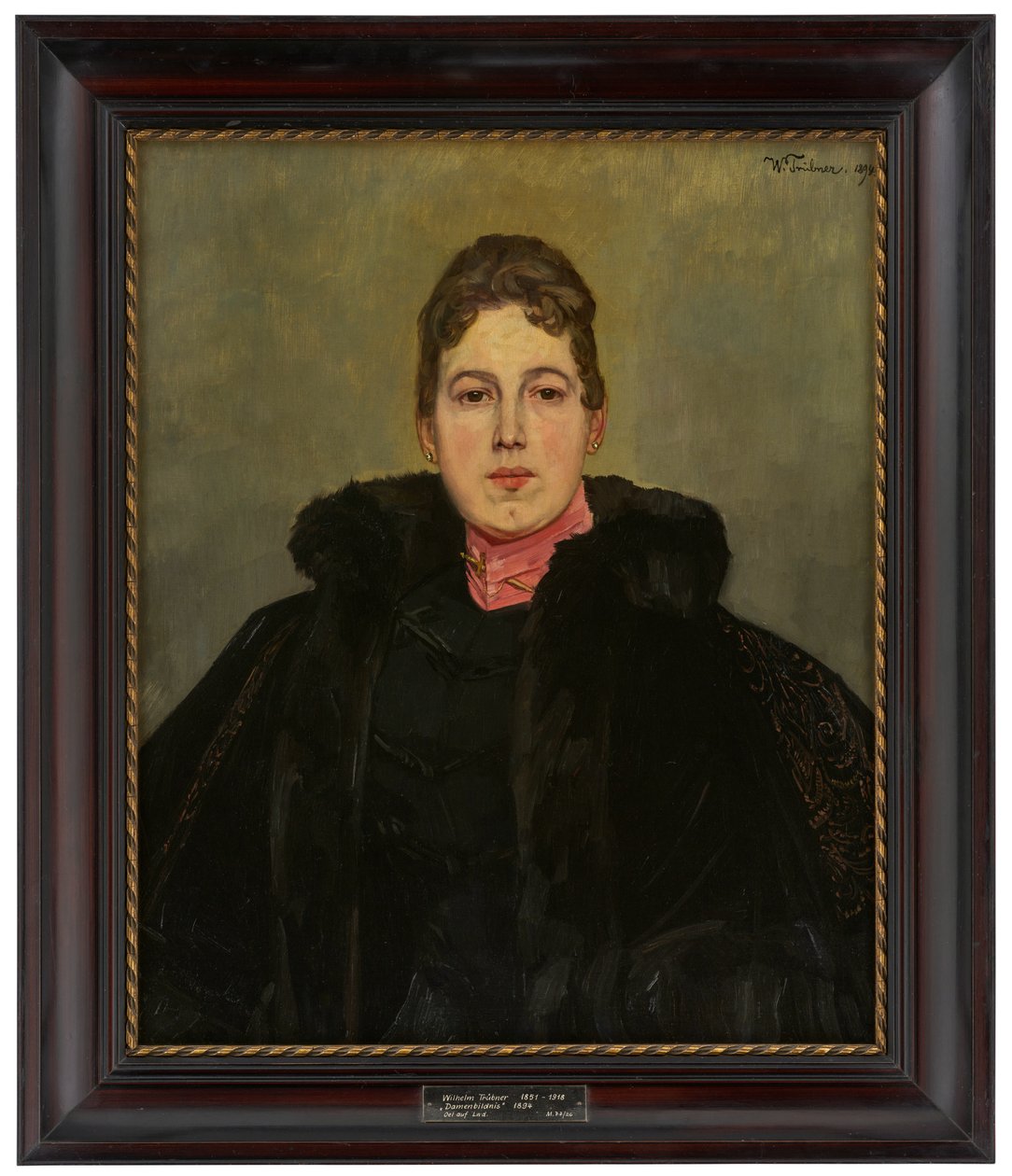 Portret van een onbekende dame door Wilhelm Trübner