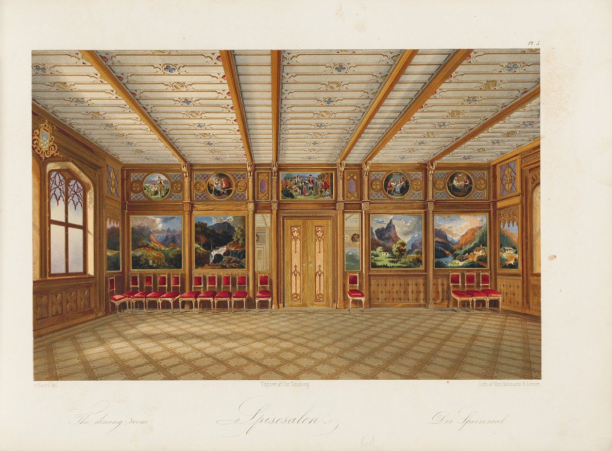 Oscarshal Eetkamer, 1852 door Wilhelm von Hanno