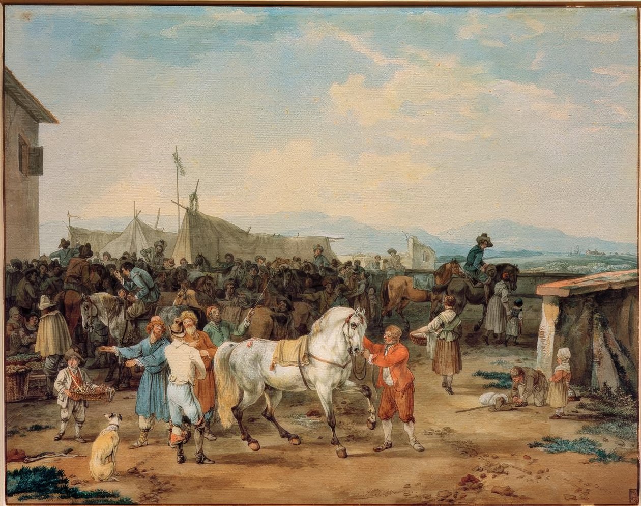 Paardenmarkt door Wilhelm von Kobell