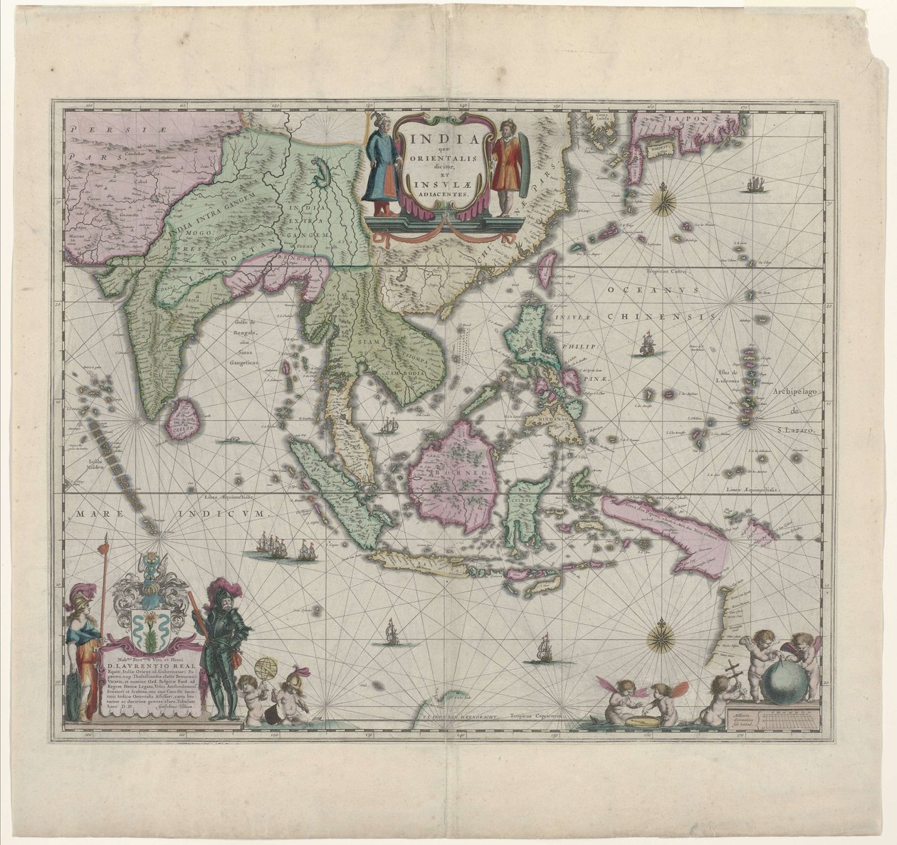 Een 17e-eeuwse kaart door Willem Janszoon Blaeu, die het huidige Indonesië en delen van Zuidoost-Azië toont door Willem Janszoon Blaeu