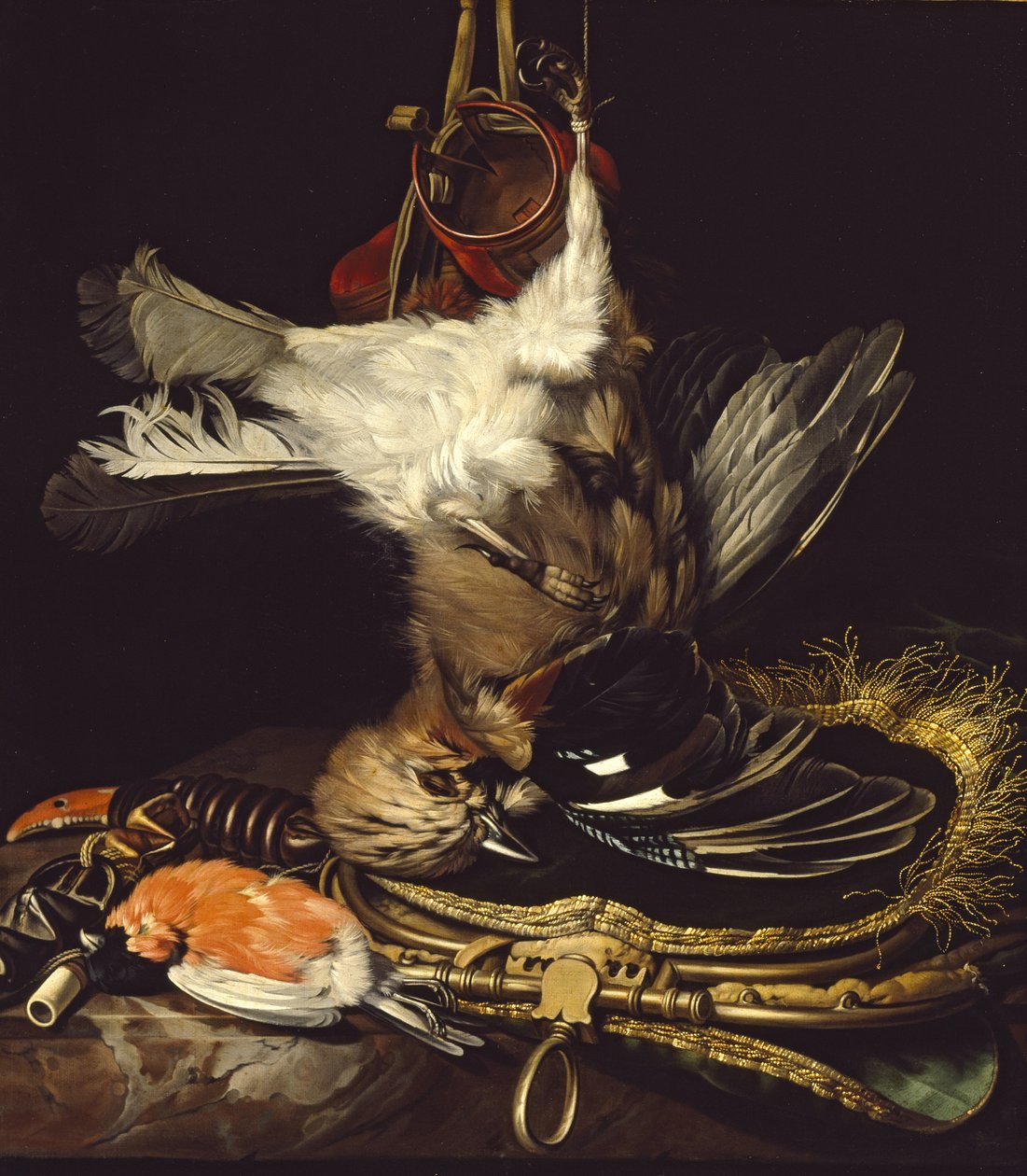 Stilleven met een dode gaai door Willem van Aelst