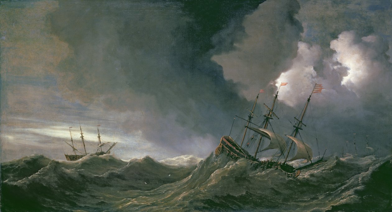 Storm op zee door Willem van de Velde the Younger