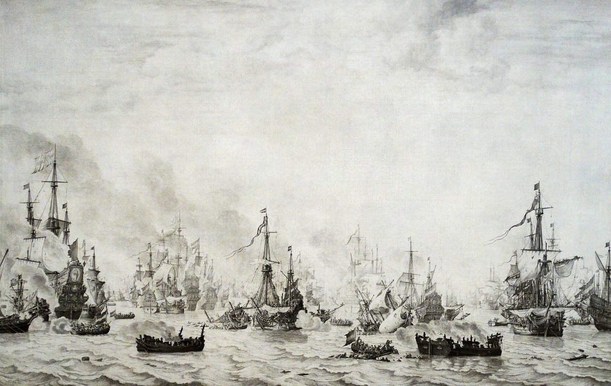 De Slag bij de Downs door Willem van de Velde the Elder