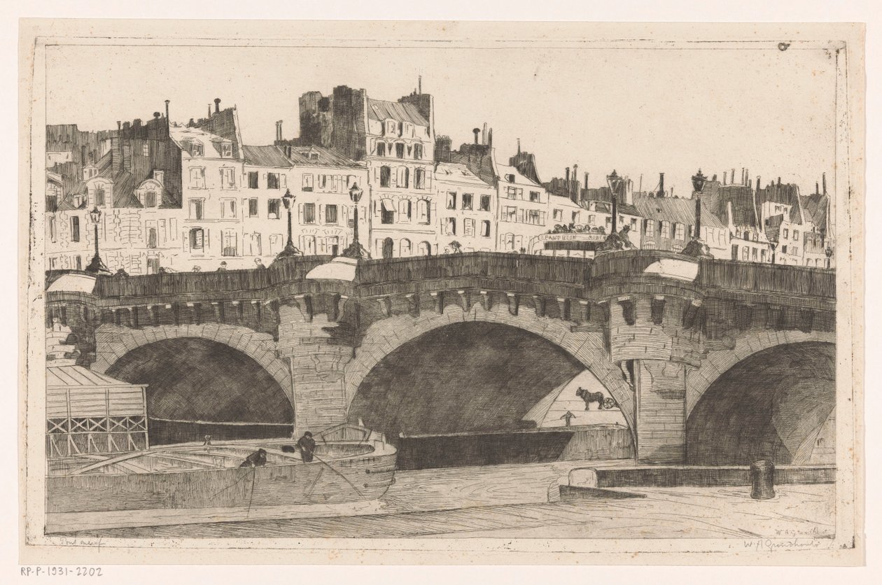 Pont Neuf door Willem Adrianus Grondhout (signed by artist)